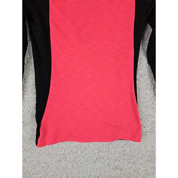Under Armour Coldgear 1/4 Zip Jacket Womens Small Fitted Pink & Black Thumbholes - Picture 10 of 13
